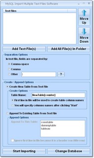 MySQL Import Multiple Text Files Software screenshot